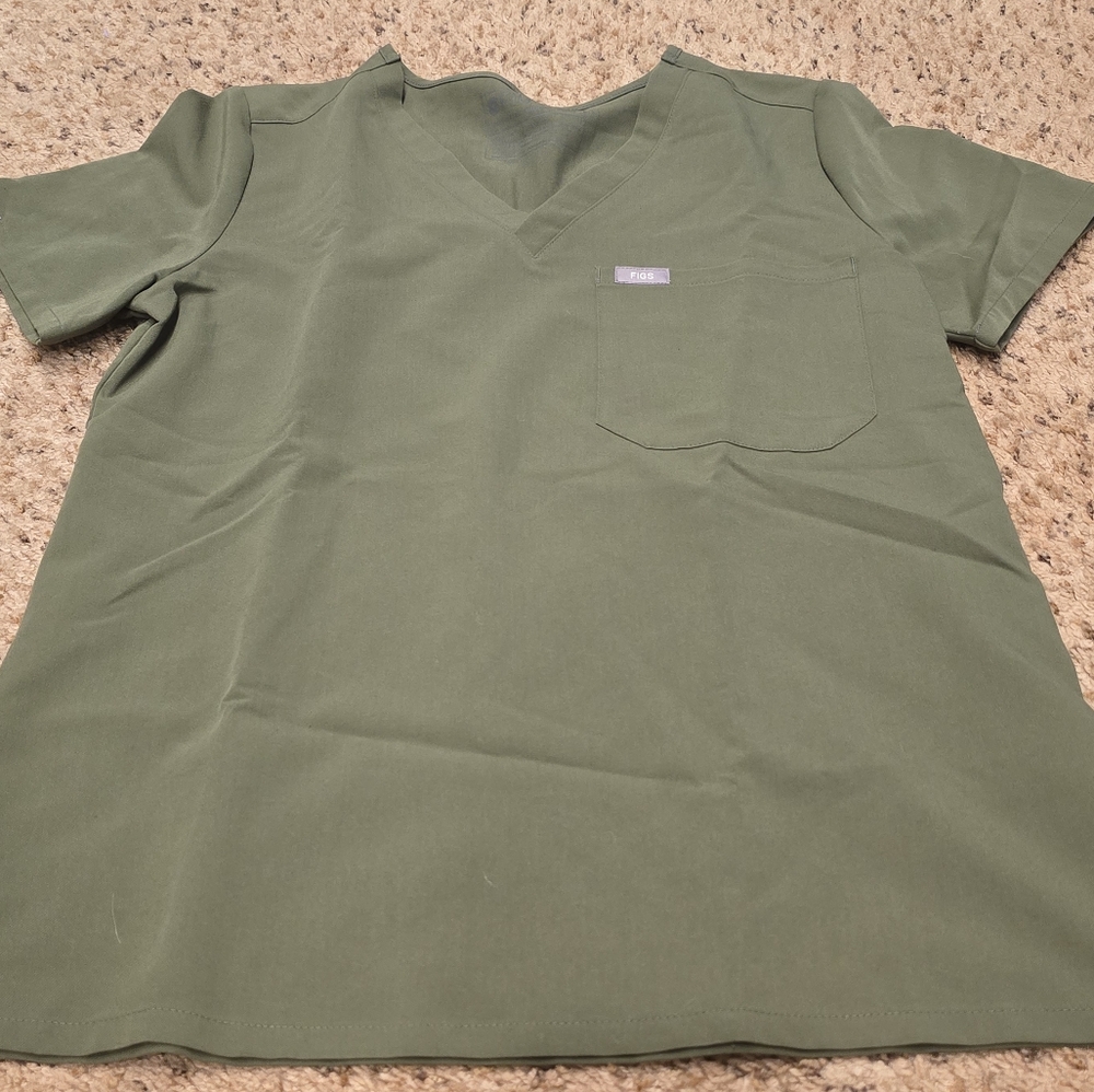 Womens Figs Catarina Top-Dark Olive-Small